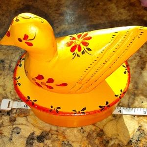 Dainty handmade yellow bird trinket box